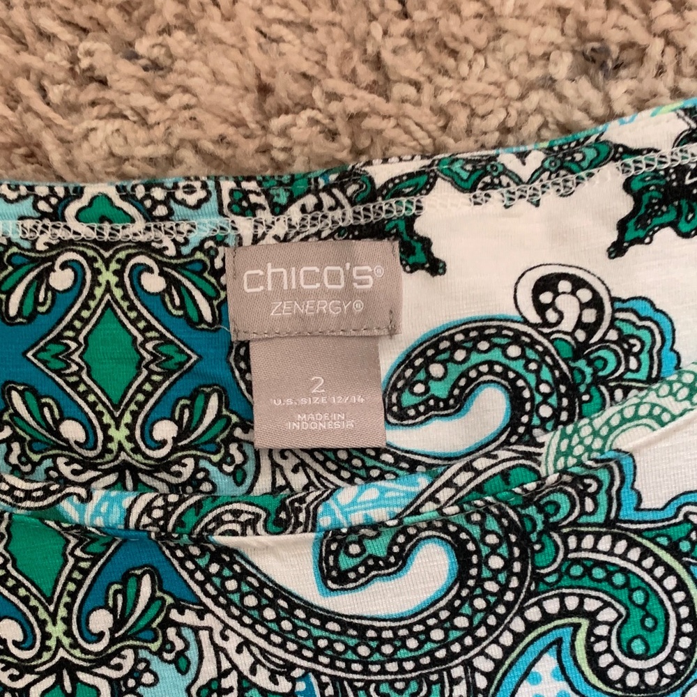 Chico's Vibrant Green Patterned Blouse - Picture 2 of 6